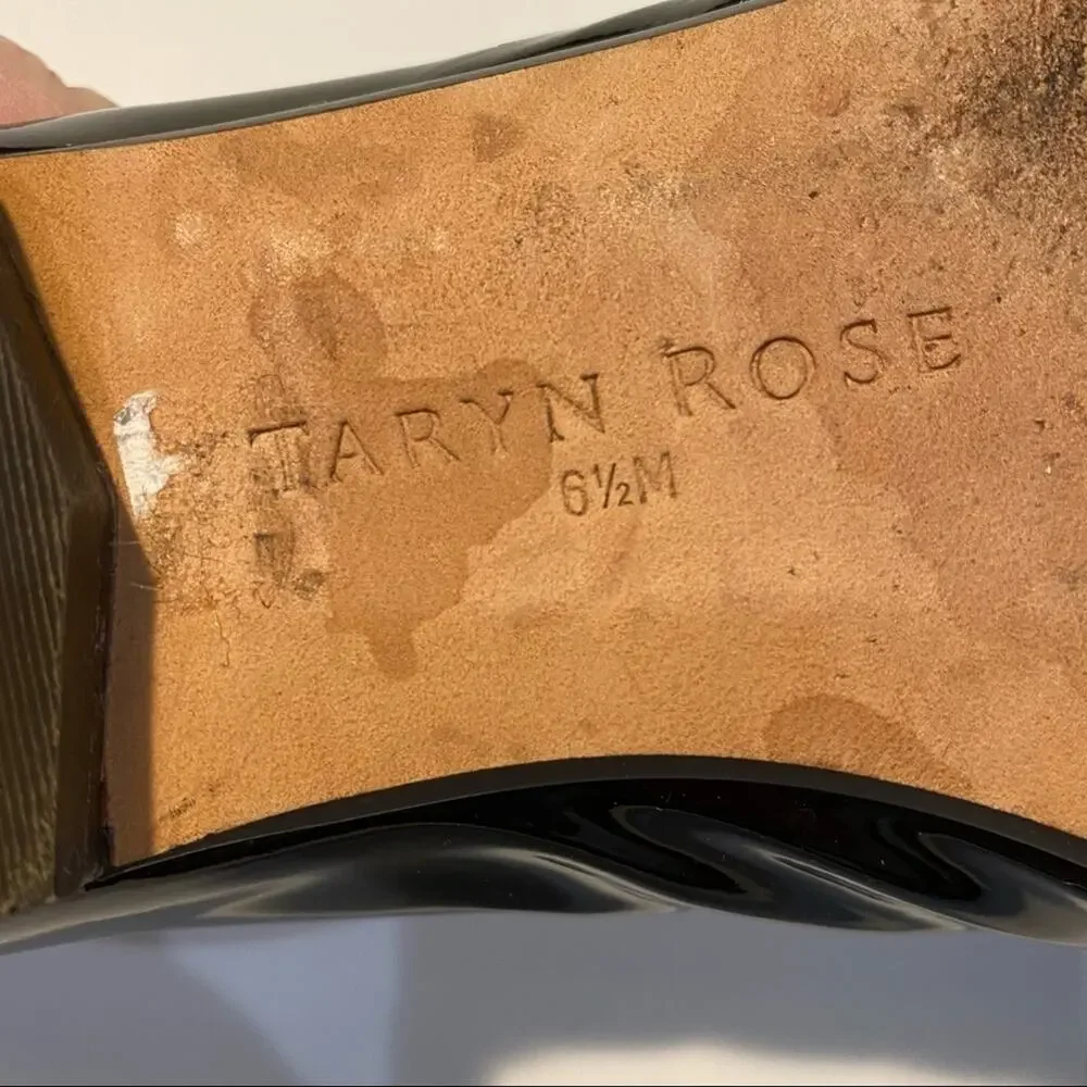 Taryn Rose Womens Low Heel Black Patent Leather Flat bling front Size 6.5